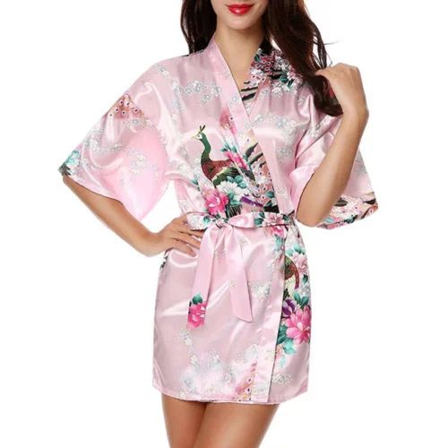 Womens Floral Silk Satin Kimono Robe Dressing Gown Wedding Babydoll Nightwear | Walmart (US)