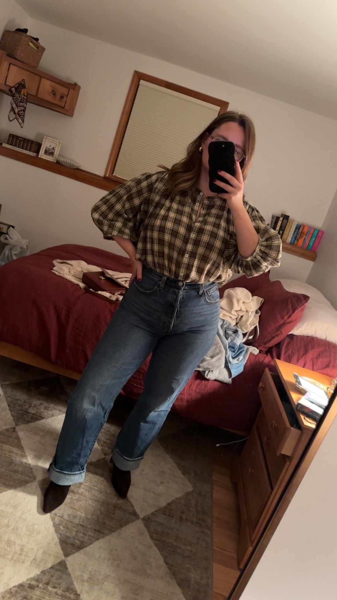 Date night outfit idea 🫶🏻 this plaid top from Madewell is the perfect dressed down piece that still feels elevated. Love these chocolate brown suede boots for fall, too!

#LTKSeasonal #LTKSaleAlert #LTKStyleTip