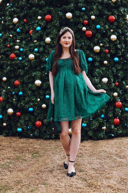 Officially 39 weeks today with bb V 😍 celebrating in the cutest sparkly holiday dress from @pinkblushmaternity emerald green sequin babydoll dress 

#LTKparties #LTKSeasonal #LTKbump