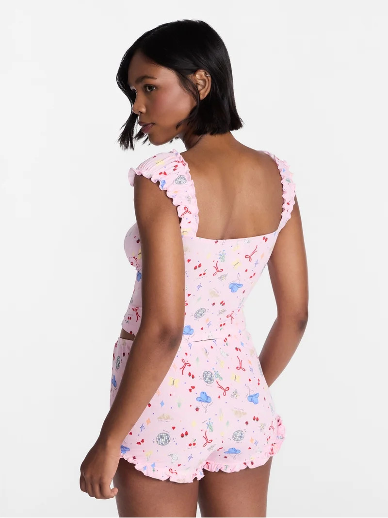 No Boundaries Cap Sleeve Top and Shorts Sleep Set, 2-Piece, Women's XS-XXL | Walmart (US)