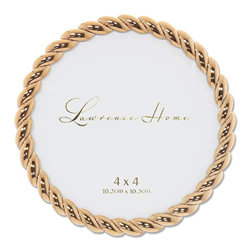 Lawrence Frames Rope Design Metal Frame, 4x4 Round, Gold | Amazon (US)