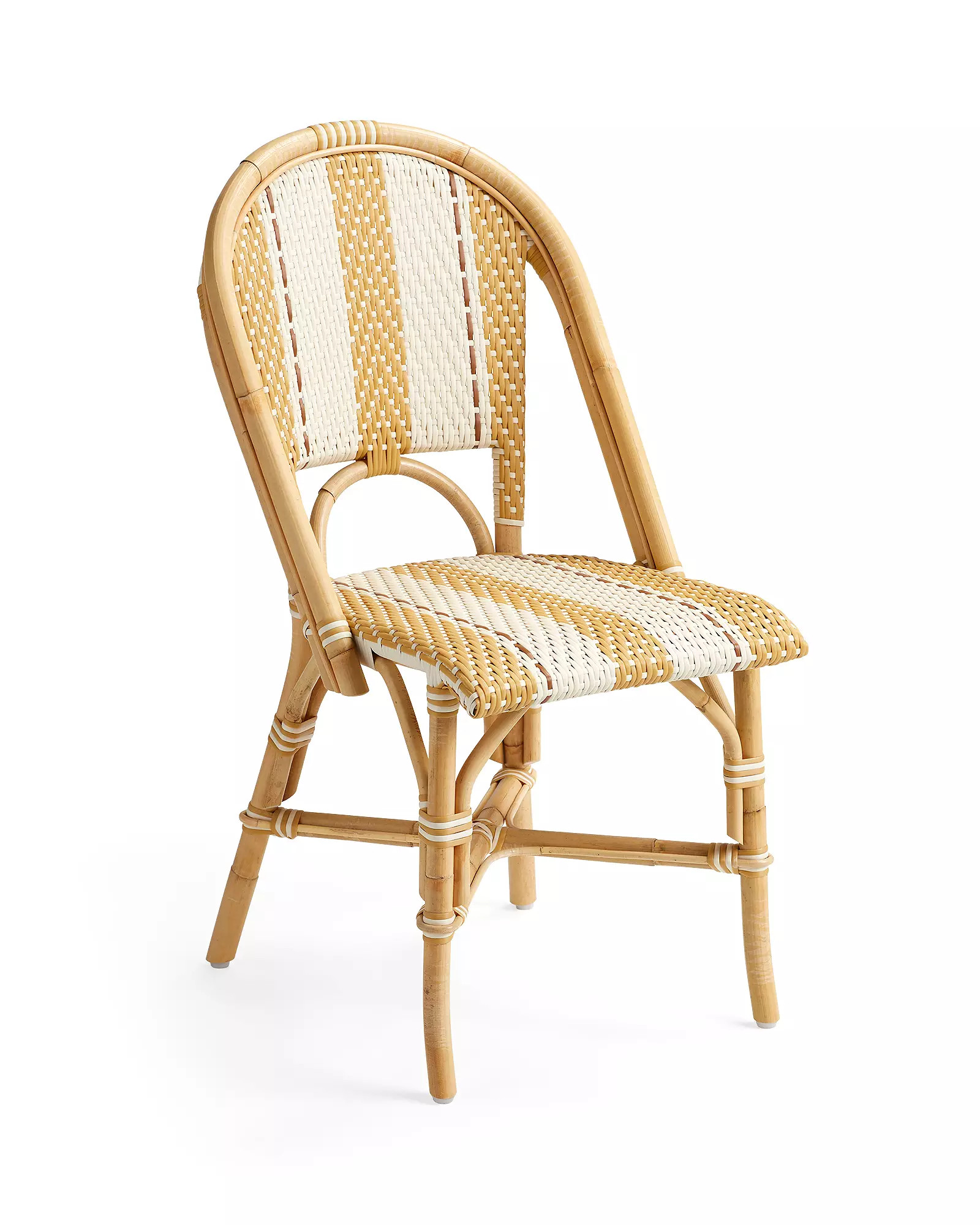 Riviera Rattan Bistro Stripe Dining Chair | Serena and Lily
