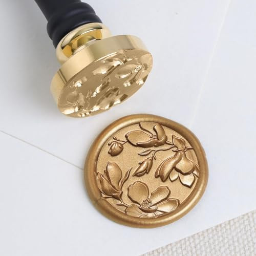 UNIQOOO Magnolia Flowers Wax Seal Stamp - Floral Sealing Wax Stamp Botanical Theme Vintage Brass ... | Amazon (US)