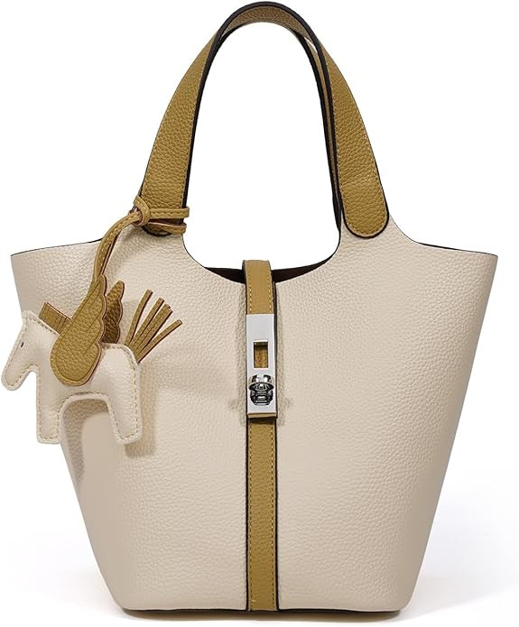 Tote Bag for Women Vegan Leather Bucket Purse for Women Top Handle Handbag Shoulder Bag with Deta... | Amazon (US)