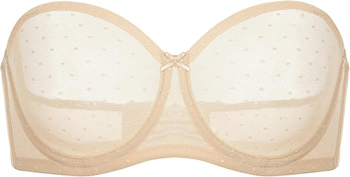 DOBREVA Mesh Strapless Bras for Women Sheer Unlined | Amazon (US)