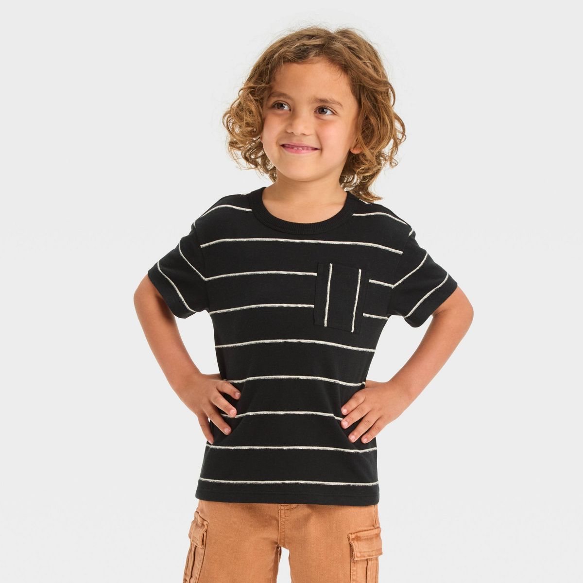 Toddler Boys' Striped Short Sleeve Pocket T-Shirt - Cat & Jack™ | Target