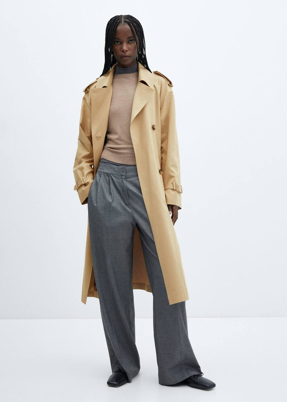 Belt flowy trench -  Woman | Mango Canada | Mango Canada