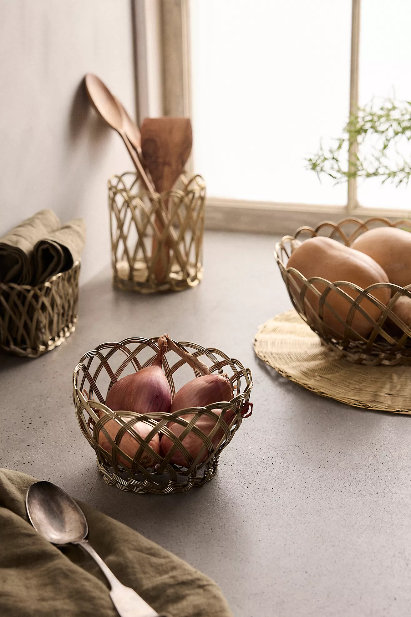 Copper Braided Serving Basket, Small | Anthropologie (US)