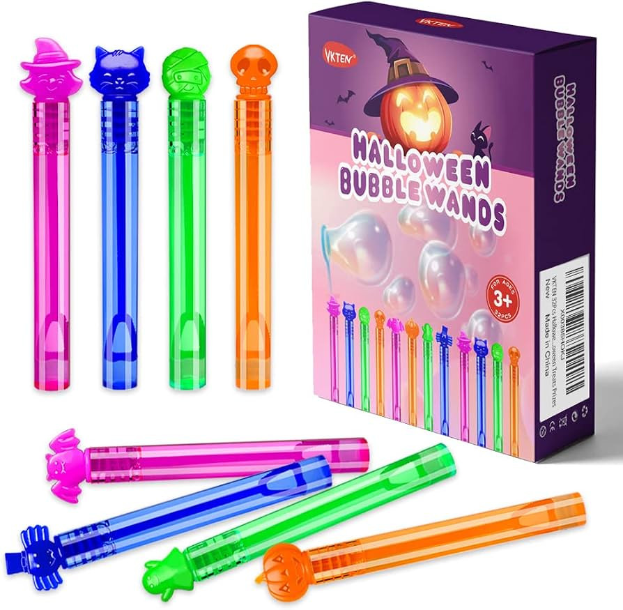 VKTEN 32Pcs Halloween Bubble Wands Mini Bubbles Party Favors for Kids Treat Bag Stuffers Goody Ba... | Amazon (US)
