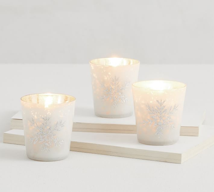 Scented Snowflake Votive Candle Set - Frosted Fir & Chestnut | Pottery Barn (US)