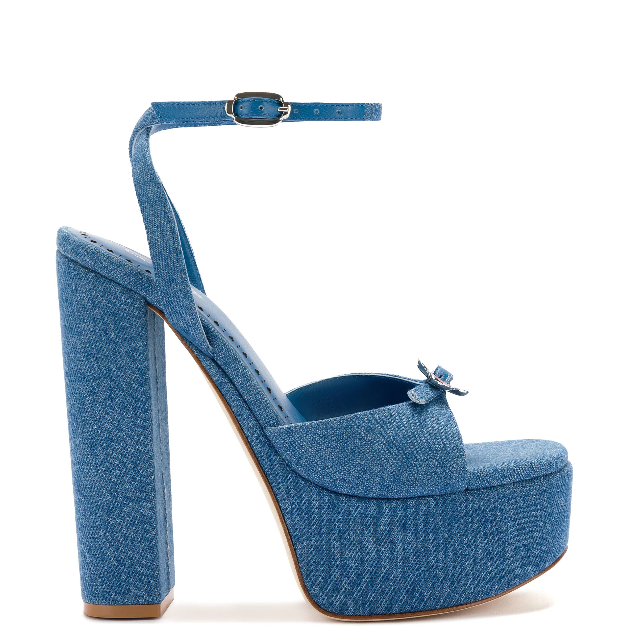 Daisy Platform In Blue Stoned Denim | Larroude