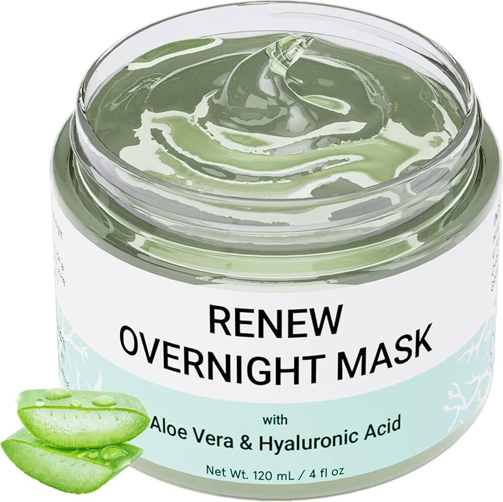 Doppeltree RENEW Overnight Facial Mask with Aloe Vera Gel & Hyaluronic Acid, Anti Aging Hydrating... | Amazon (US)