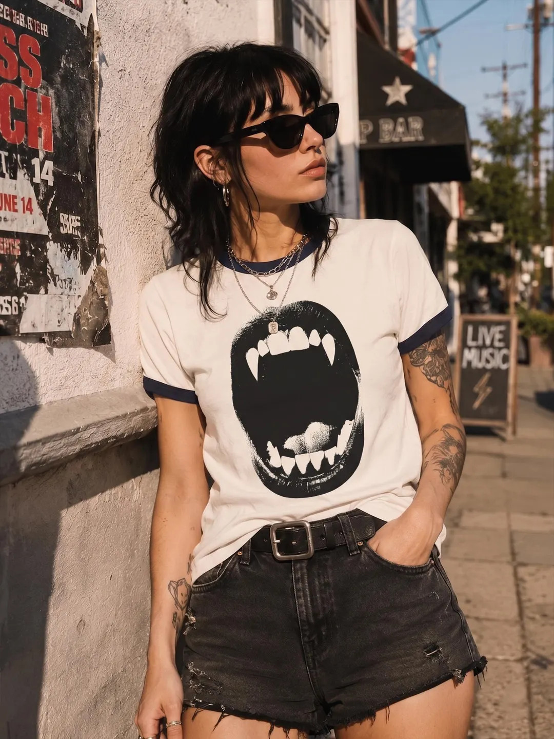Vampire Fangs Mouth Ringer Tee | Gothic Vampire Bite Shirt | Etsy (Global)