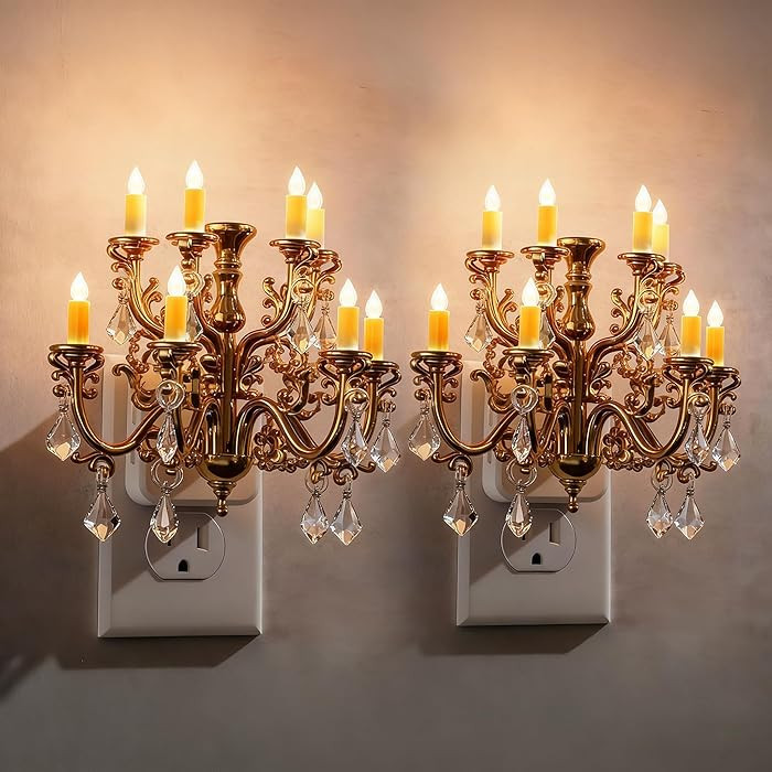 JandCase Night Lights Plug Into Wall,2 Pack Dimmable Warm White & Flame Effect Pendant Night Ligh... | Amazon (US)