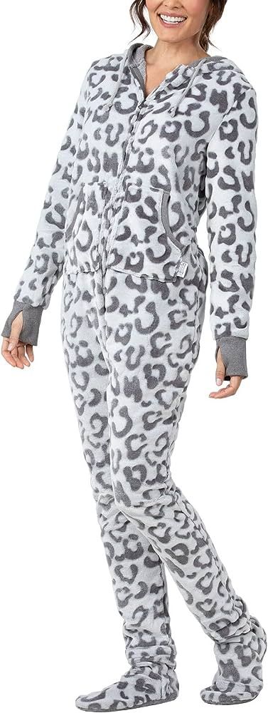 PajamaGram Womens Onesie - Adult Footie Pajamas, Hoodie Footie, Zip Front | Amazon (US)