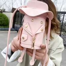 Studded Decor Bucket Bag Mini Pink | SHEIN