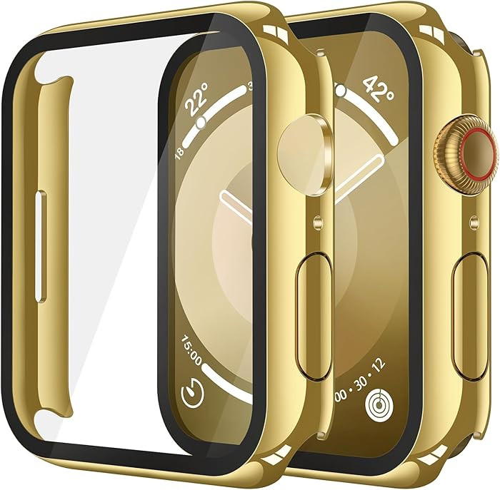 Misxi 2 Pack Tempered Glass Case Compatible for Apple Watch Series 9 Series 8 Series 7 45mm, Hard... | Amazon (US)