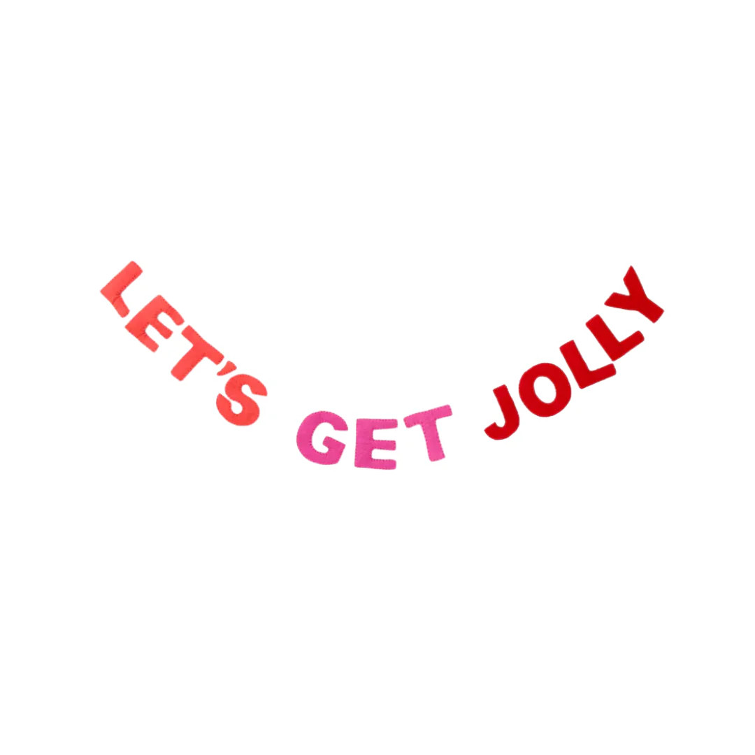 Let's Get Jolly Felt Garland | Pink Antlers