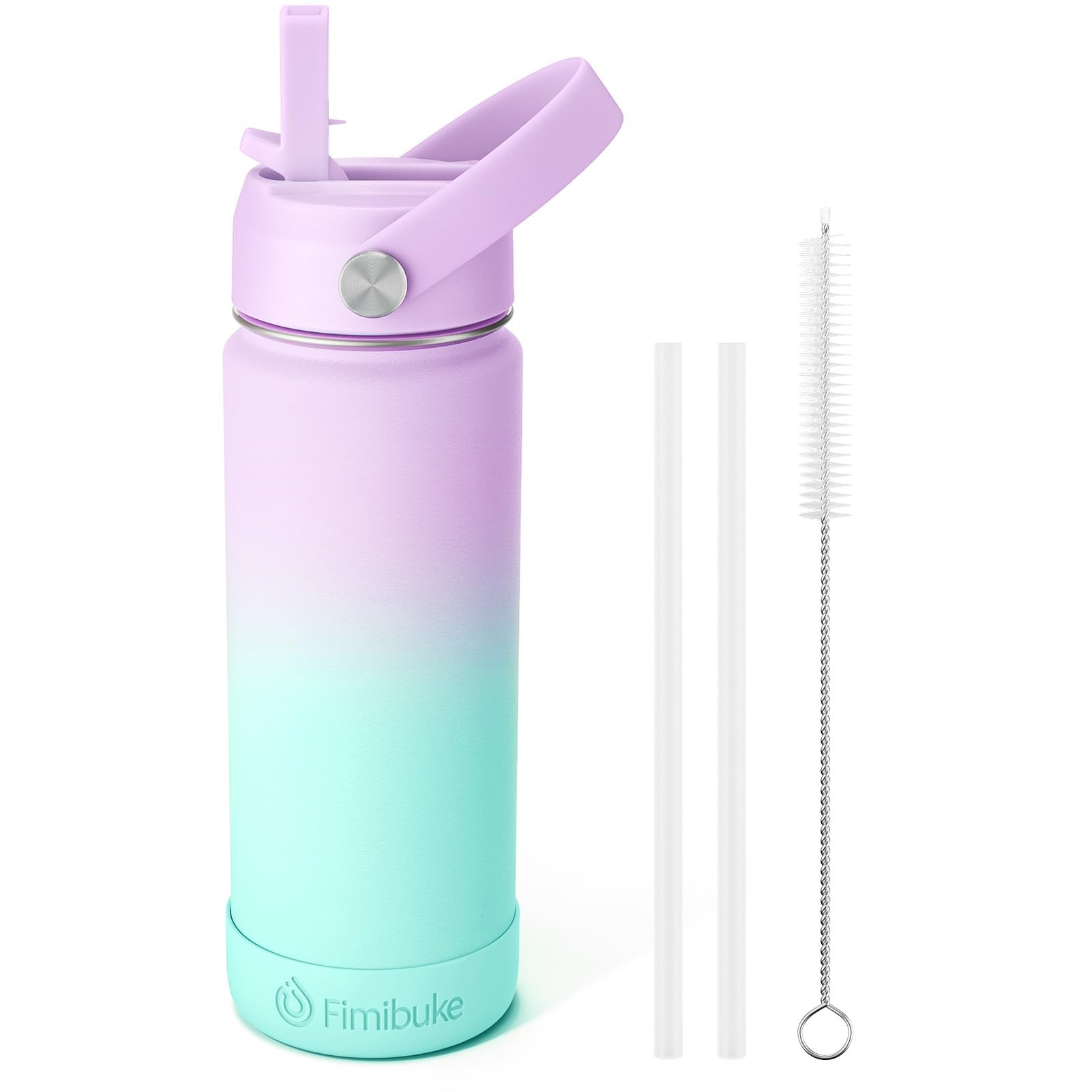 Fimibuke Kids Insulated Water Bottle - 18oz BPA-FREE 18/8 Stainless Steel Kid Cup with Straw Trav... | Amazon (US)