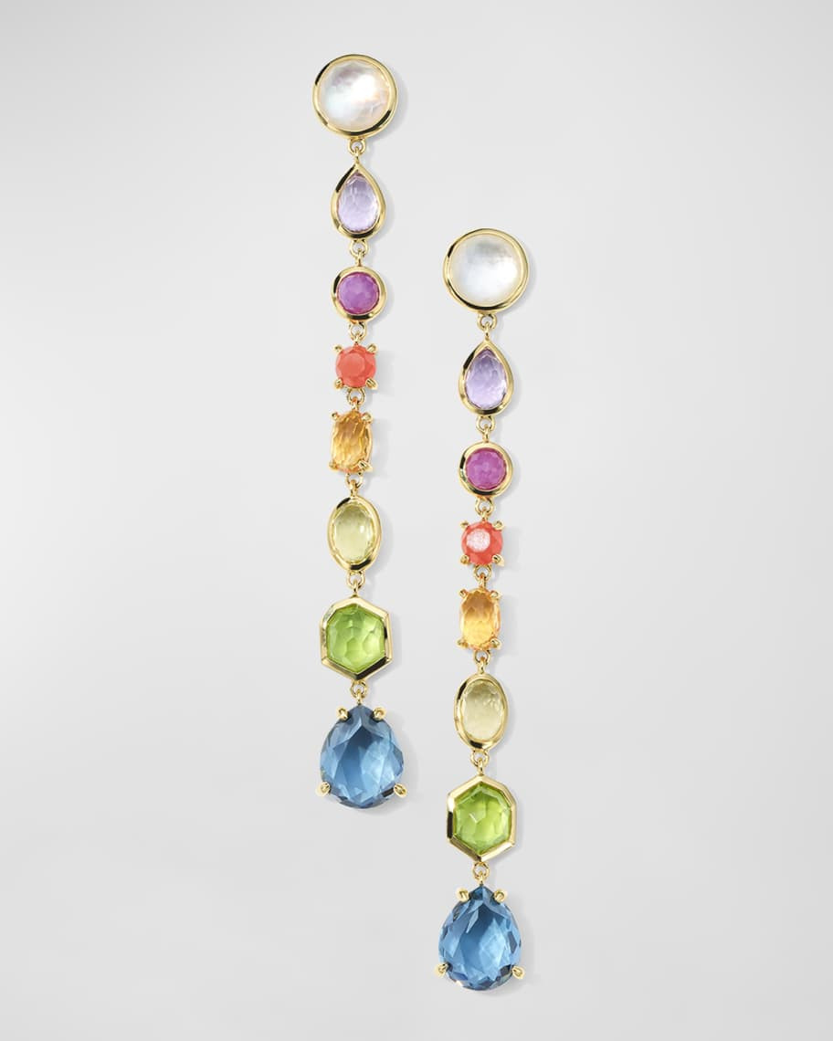 Ippolita 18K Rock Candy Small 8-Stone Linear Drop Earrings in Summer Rainbow | Neiman Marcus