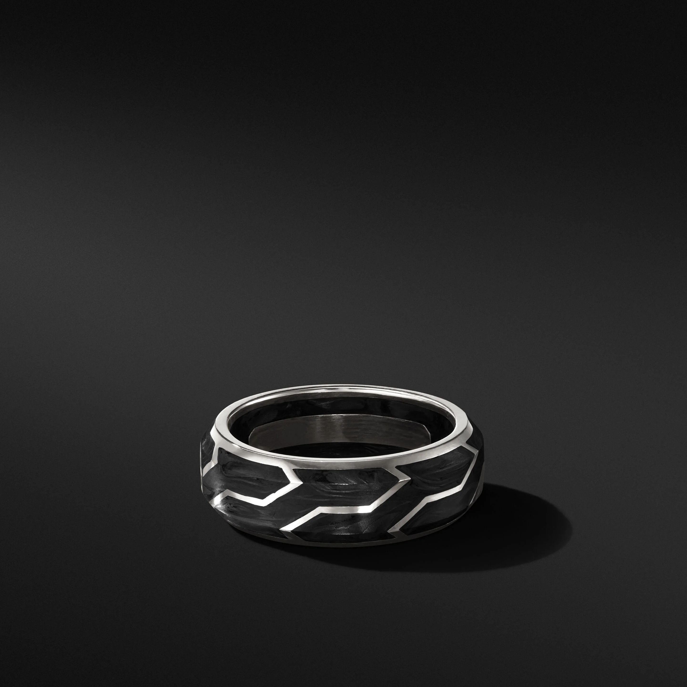 Forged Carbon Band Ring with 18K White Gold | David Yurman