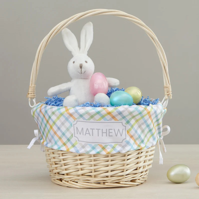 Rainbow Pattern Personalized Easter Basket With Folding Handle, Personalized Easter Basket, Kids ... | Etsy (US)