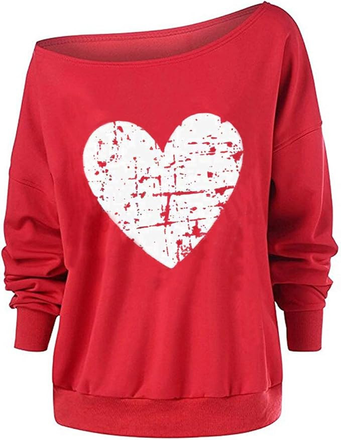 Roshop Women's Sexy Off Shoulder Long Sleeve Funny Christmas Pattern Holiday Sweatshirt | Amazon (US)