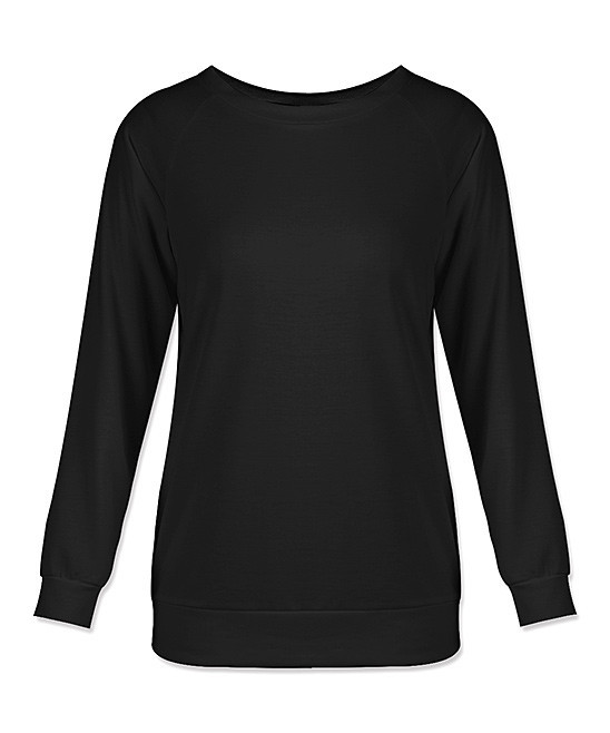 UDEAR Women's Blouses Black - Black Crewneck Sweatshirt - Women | Zulily