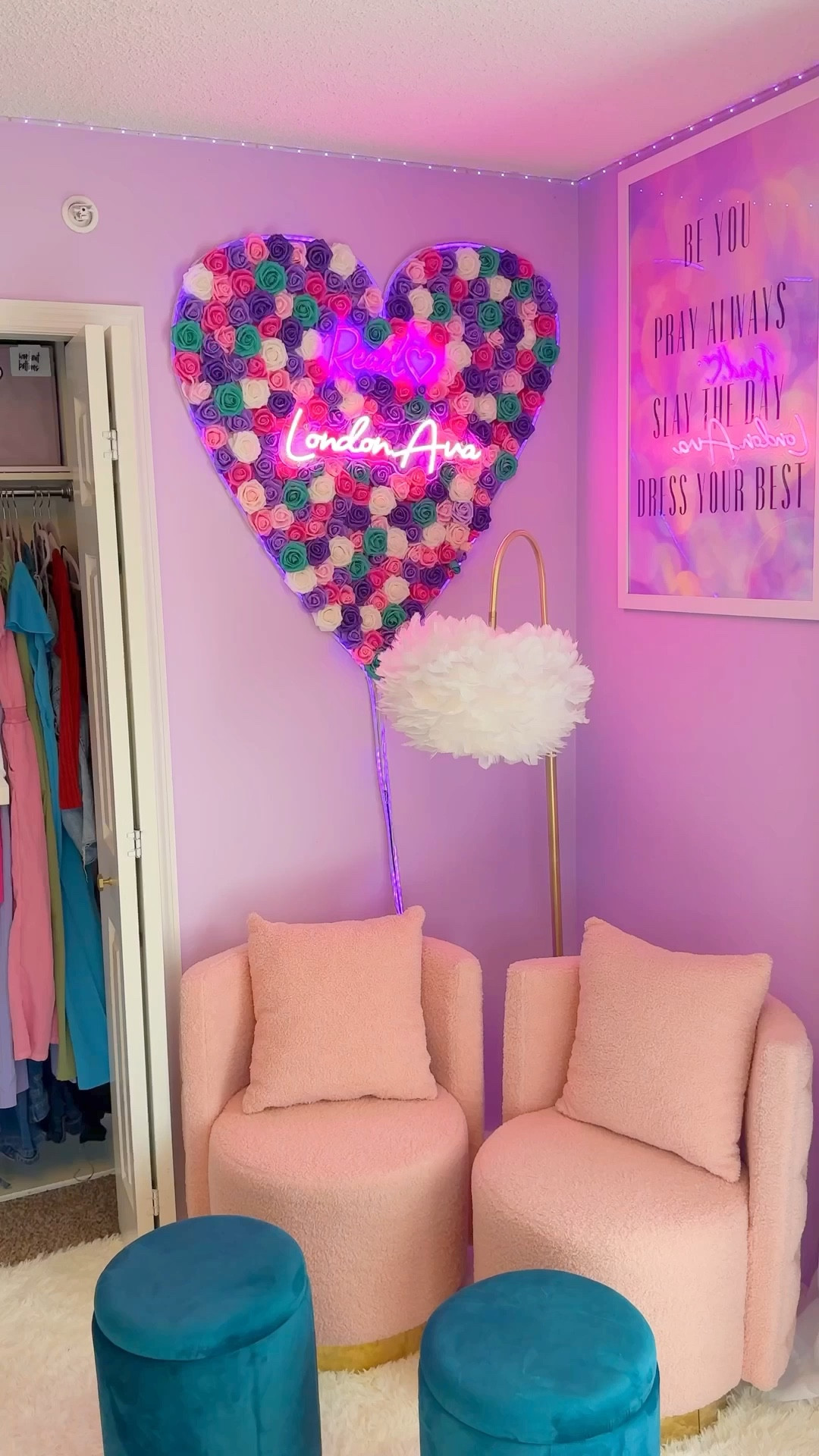 DIY floral LED wall in my daughter’s bedroom 😍🩷 This would also make such a cute party backdrop! I used a cardboard poster board, a glue gun, and faux florals to create a heart shape. The LED light is screwed in place.

A few push pins on the wall hold the board in place—super easy and budget-friendly!

#diydecor #girlsroomdecor #flowerwall #partybackdrop #diyproject #kidsroomideas #fauxflorals #diyledwall #budgetfriendlydecor #homedecoronabudget #ltkdiy #ltkkids #ltkhomedecor #ltkproject

#LTKKids #LTKFamily #LTKHome