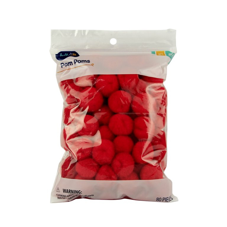 Hello Hobby 80pc 1inch Pom Poms, Red | Walmart (US)