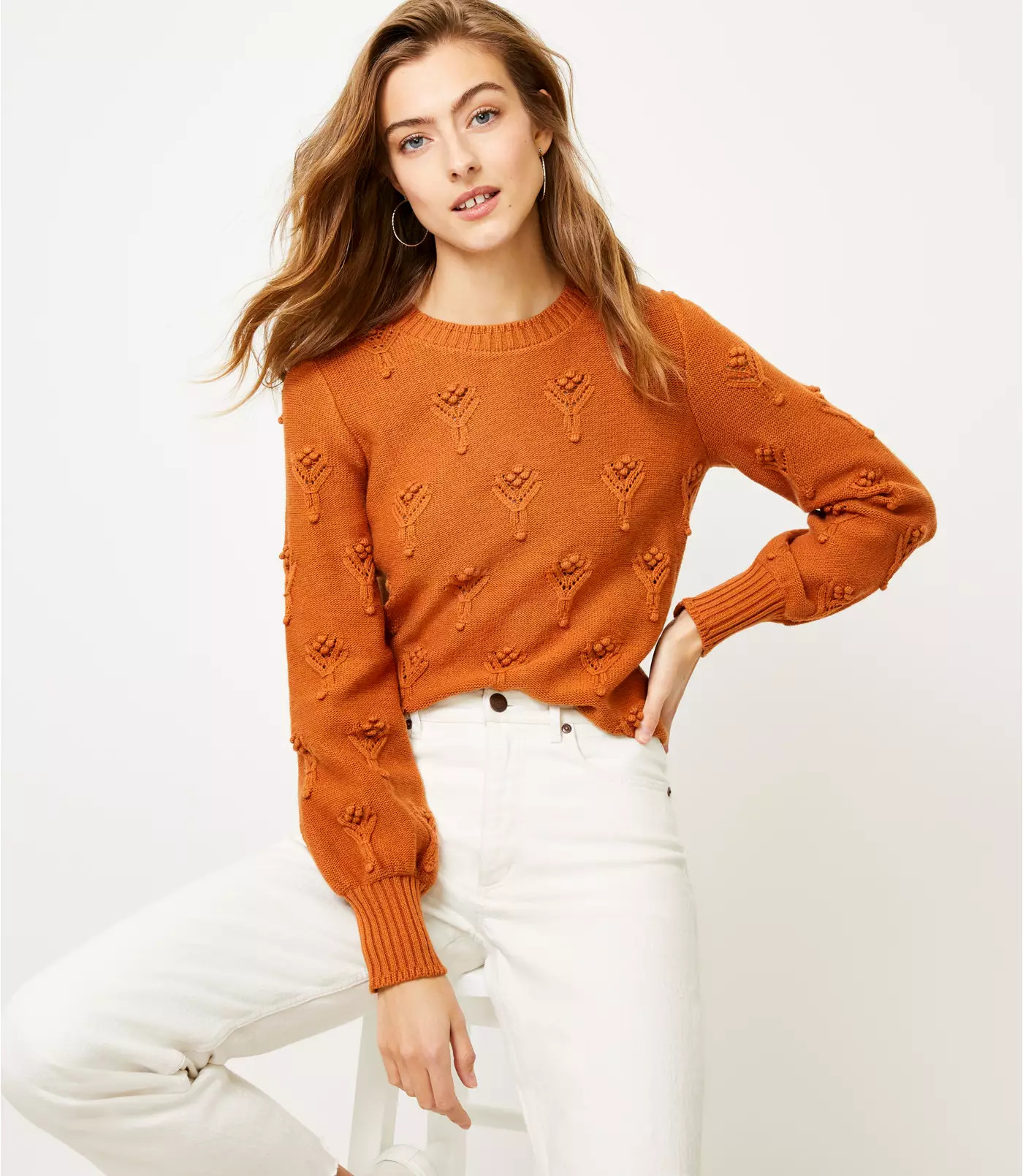 Bobble Pointelle Sweater | LOFT | LOFT