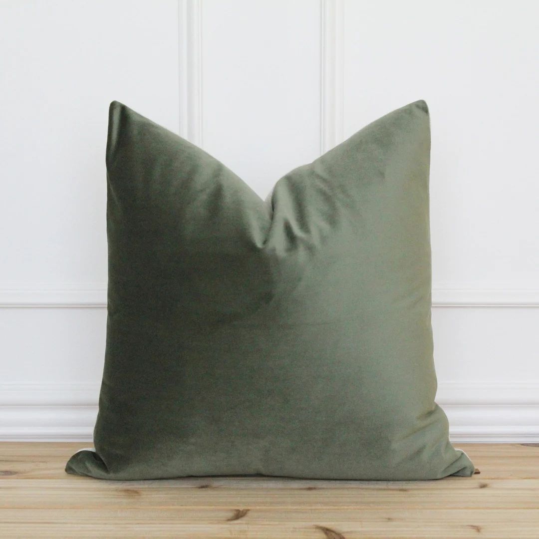 Green Velvet Pillow Cover | Green Throw Pillow Cover | Soft Velvet Pillow | Decorative Pillow for... | Etsy (US)