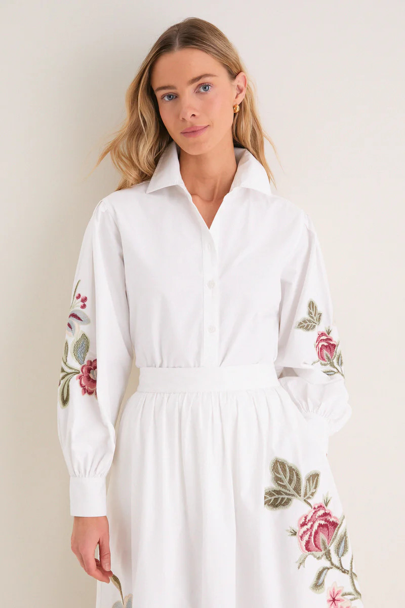 White Floral Embroidered Carolina Button Down | Tuckernuck (US)