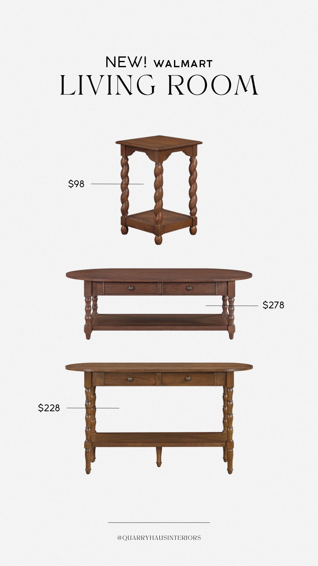 These new drops at Walmart are giving Lulu and Georgia for (WAY!) less! 

Living room furniture dark wood moody coffee table console table entryway side accent table budget friendly affordable 

#LTKHome