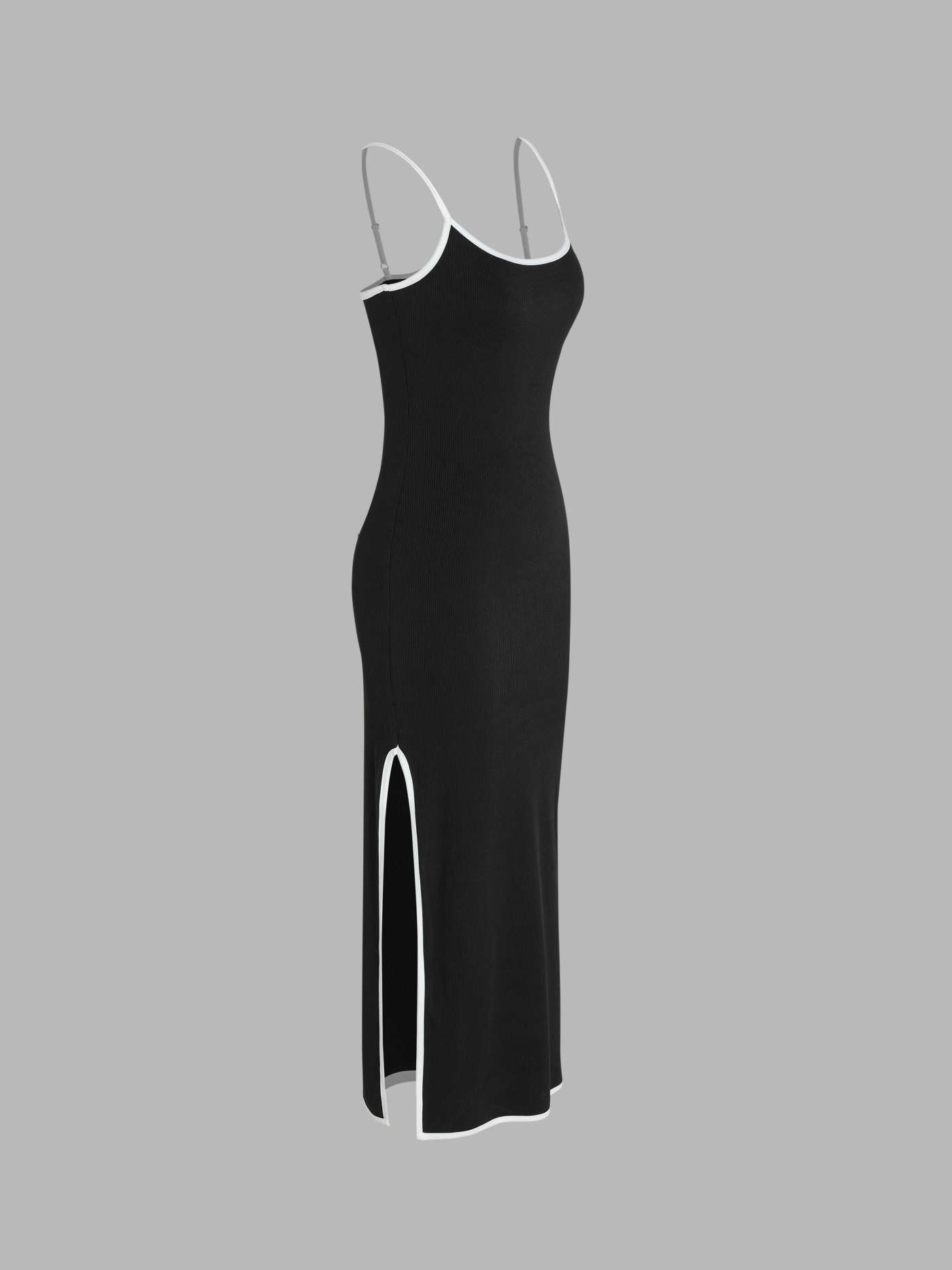 Knitted V-neck Solid Contrasting Binding Sleeveless Midi Dress Curve & Plus | Cider