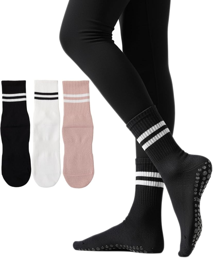 Irisbear Womens Pilates Socks with Grips Non Slip Yoga Socks Barre Gym Athletic Grippy Socks for ... | Amazon (US)