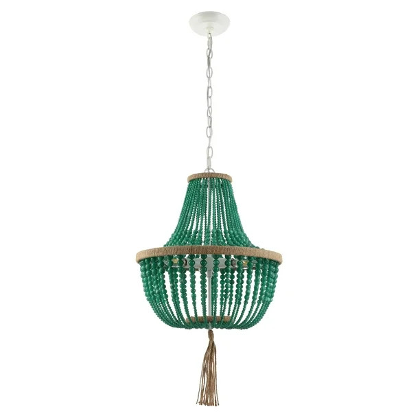 Safavieh Lush Kristi 3 Light 16.5 In. Dia. Beaded Pendant, Emerald - Walmart.com | Walmart (US)