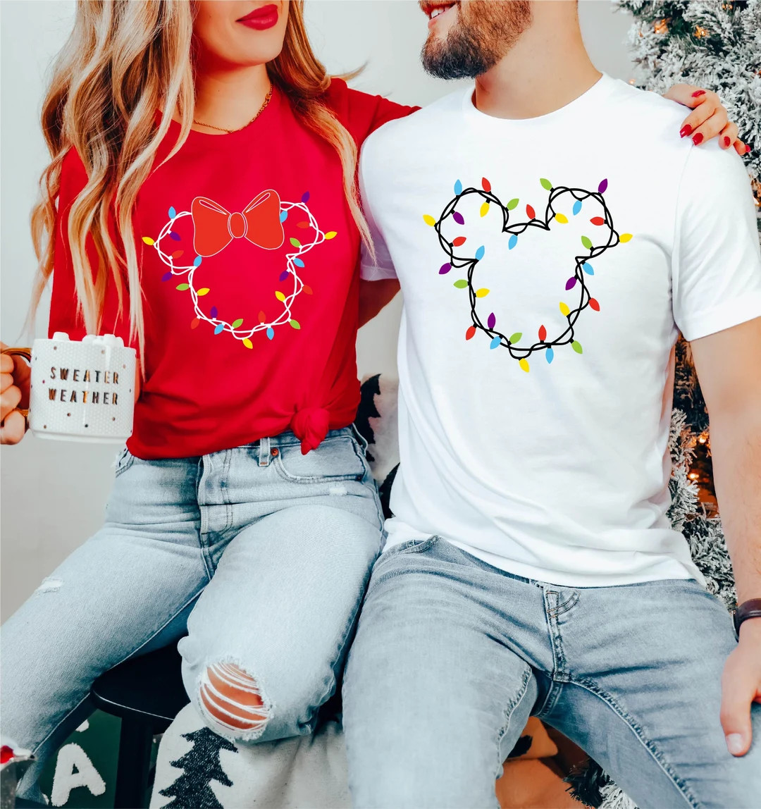 Disney Christmas Lights Shirtsmickey Christmas Shirtminnie - Etsy | Etsy (US)