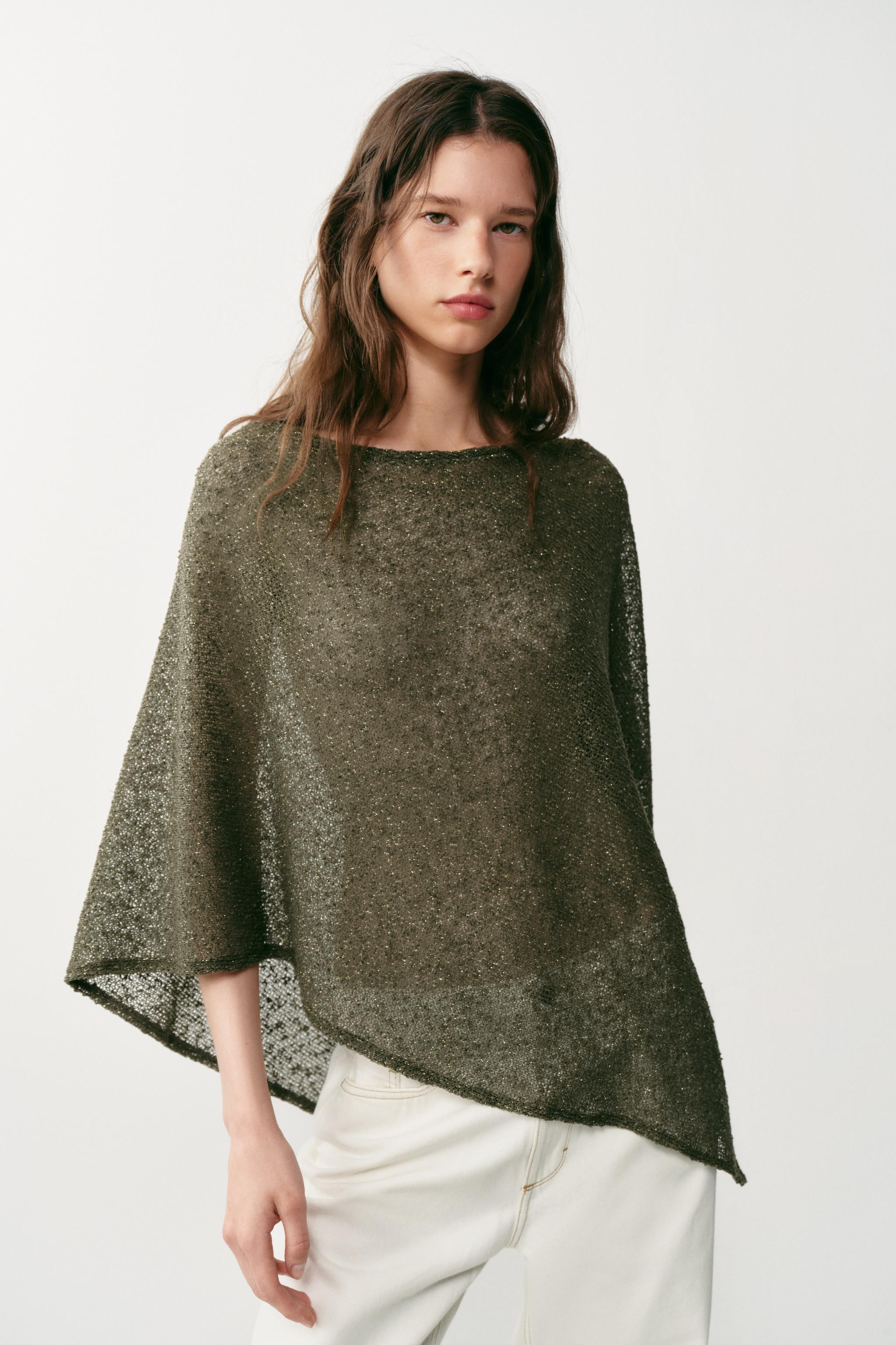 METALLIC THREAD ASYMMETRIC CAPE | Zara US