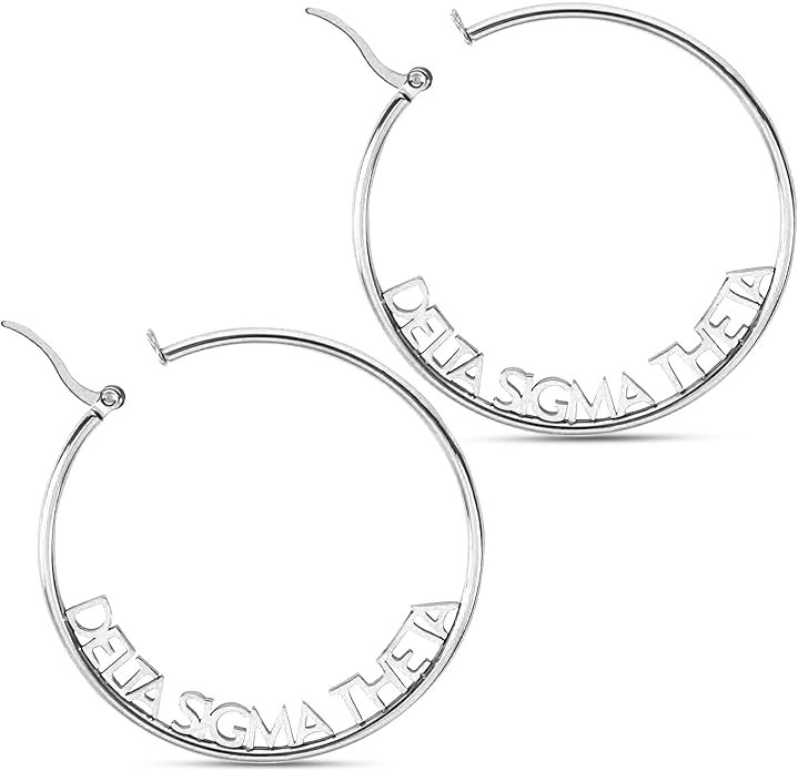 Sorority Shop Delta Sigma Theta- Hoop Silver Dipped Dainty Earrings for Women - Delta Sigma Theta... | Amazon (US)