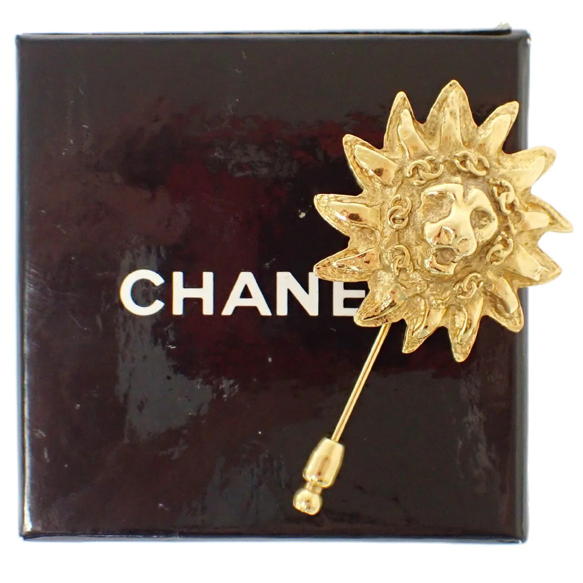 Chanel Vintage Sunburst Lion Head Brooch Metal _Plated Brooch Jewelry (Pre-Owned) | Shop Simon
