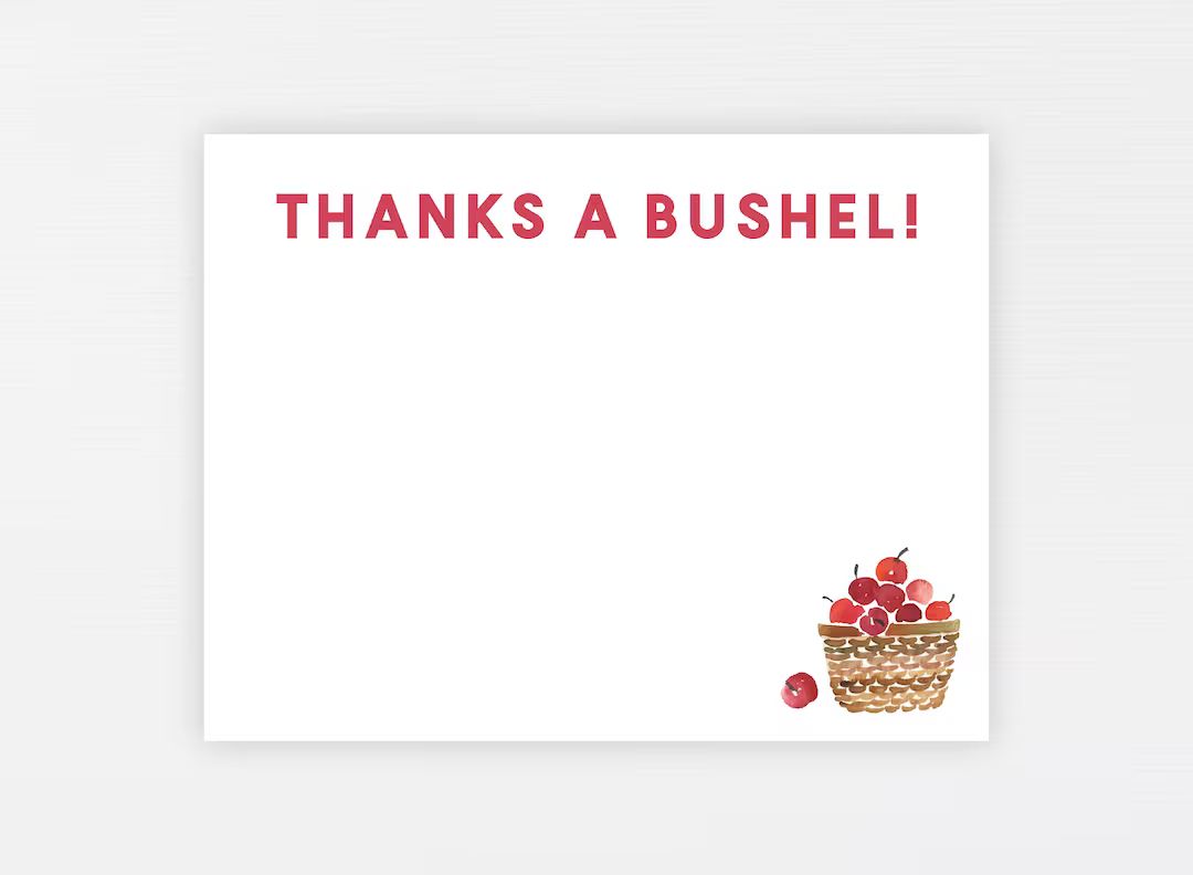 Apple Thanks a Bushel Card Thank You Tag Baby Shower Fall - Etsy | Etsy (US)
