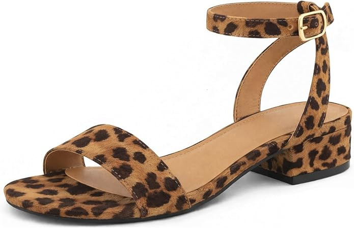 TruFox 1 Inch Low Heel Sandals for Women Dressy Short Black Heels Silver Dress Sandals Strappy Co... | Amazon (US)