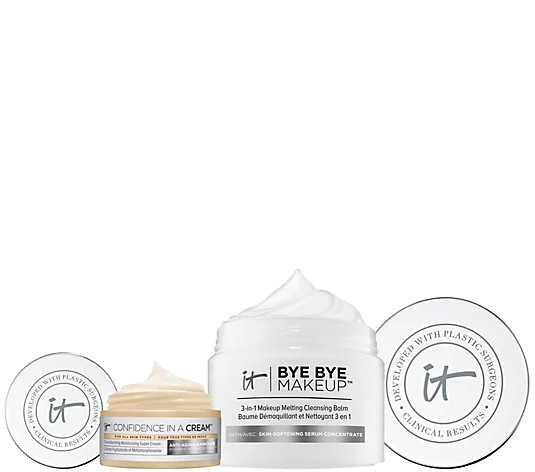 IT Cosmetics Bye Bye Makeup Cleanser with Confidence In A Cream Deluxe - QVC.com | QVC