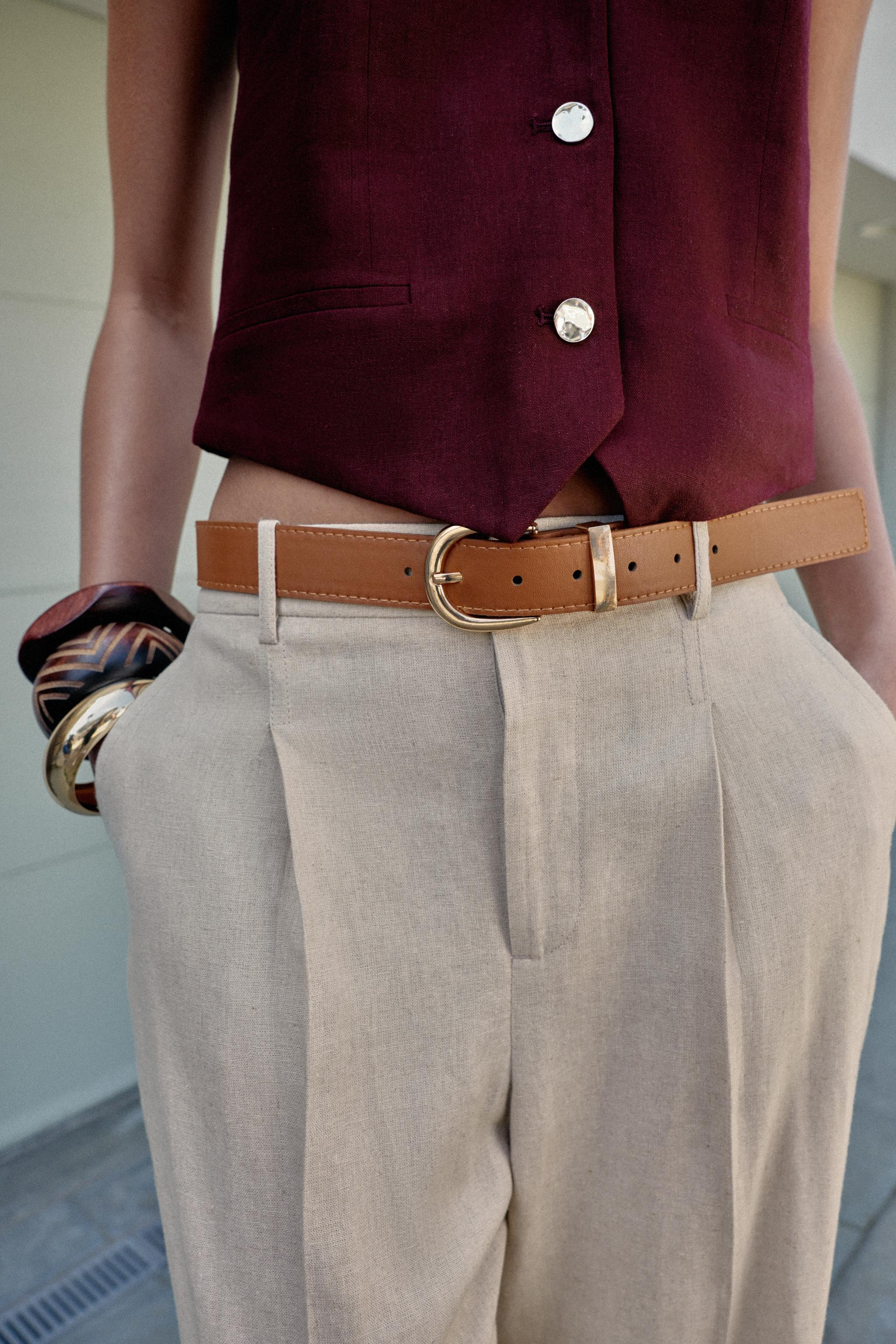 LINEN PANTS WITH BELT AND PLEATS | Zara US