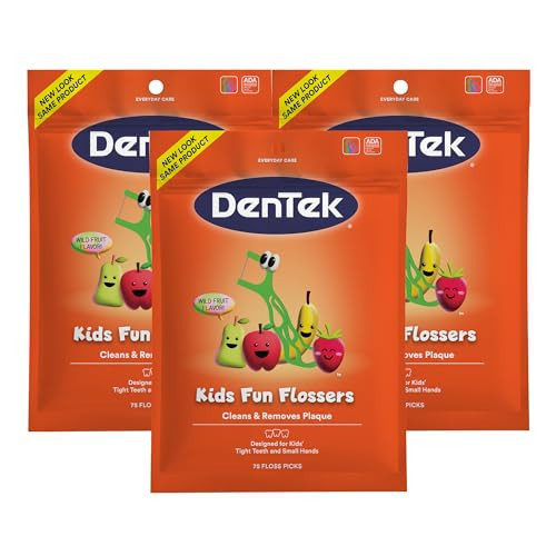 DenTek Kids Fun Flossers, Removes Food & Plaque, 75 Count, 3 Pack | Amazon (US)