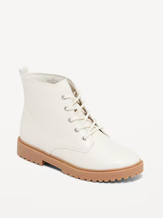 Faux-Leather Lace-Up Combat Boots for Girls | Old Navy (US)