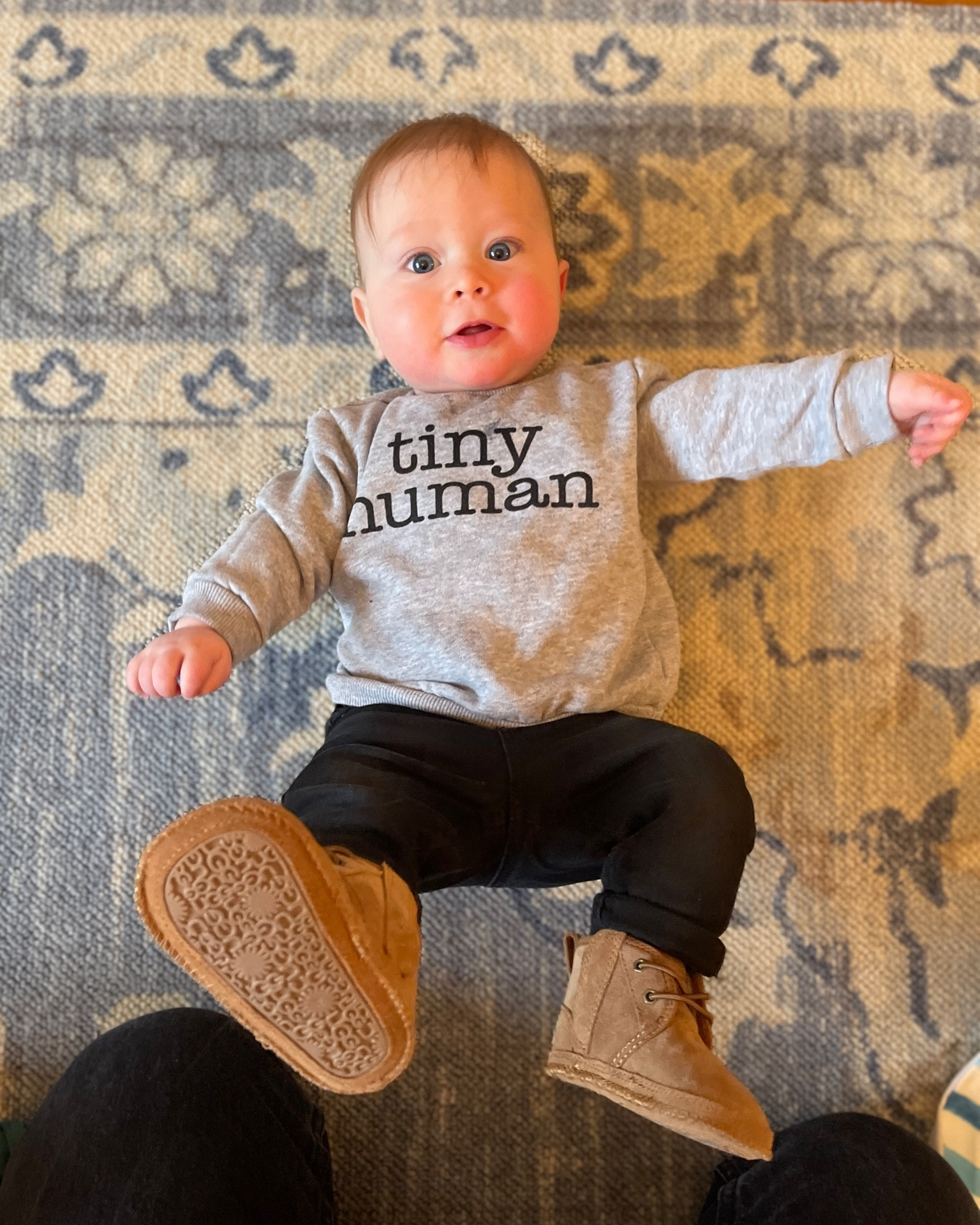 Baby ootd! This tiny human sweater is a perfect baby outfit - and makes a great baby gift! Also linking similar baby denim and his baby Uggs - which go from newborn to toddler! 
.
.
.
Natural baby outfit - baby boy outfit - indigo baby - baby Ugg - baby neumel

#LTKunder50 #LTKbump #LTKbaby