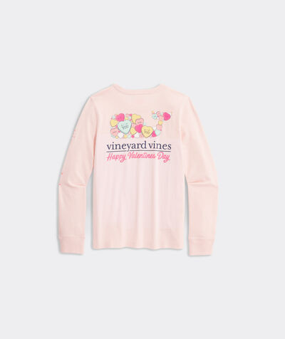 Girls' Candy Hearts Valentine's Day Whale Long-Sleeve Pocket Tee | vineyard vines