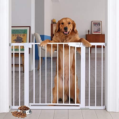 Cumbor 46"Auto Close Safety Baby Gate, Extra Tall and Wide Child Gate, Easy Walk Thru Durability Dog | Amazon (US)